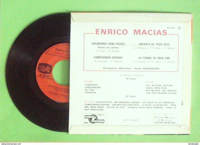 Macias Enrico 45T EP Vagabonds sans rivage 1963
