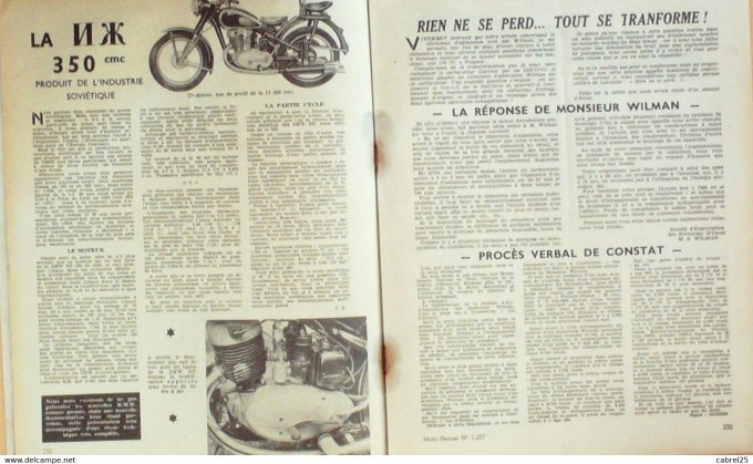 Moto Revue 1955 n° 1227 Gilera 4 sidecar Gnome Rhone 175 L53 Terrot 125 Hk 350