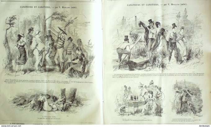 Le Journal Amusant 1874 #  933 Canoteurs canotiers par Morland