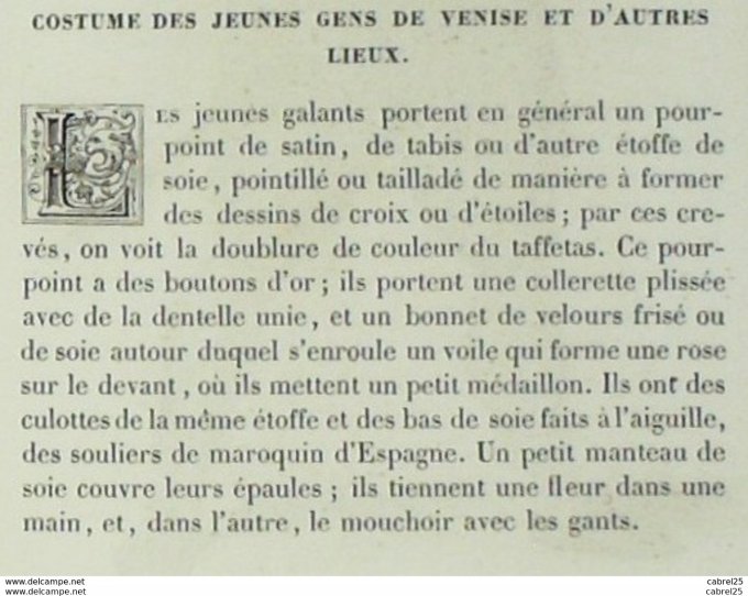 Italie VENISE Jeune homme vénitien 1859