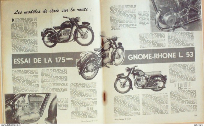 Moto Revue 1955 n° 1227 Gilera 4 sidecar Gnome Rhone 175 L53 Terrot 125 Hk 350