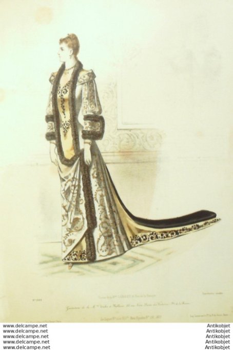 Gravure Mode Le Coquet 1889 # 46 (Old Fashion plate)