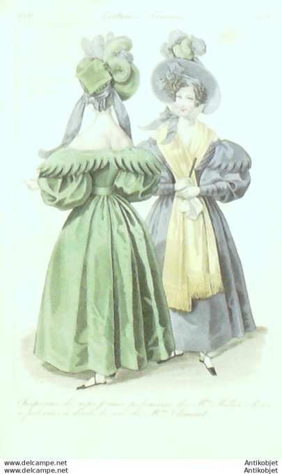 Costume Parisien 1831 # 2933 Robe à Pélerine dents de soie