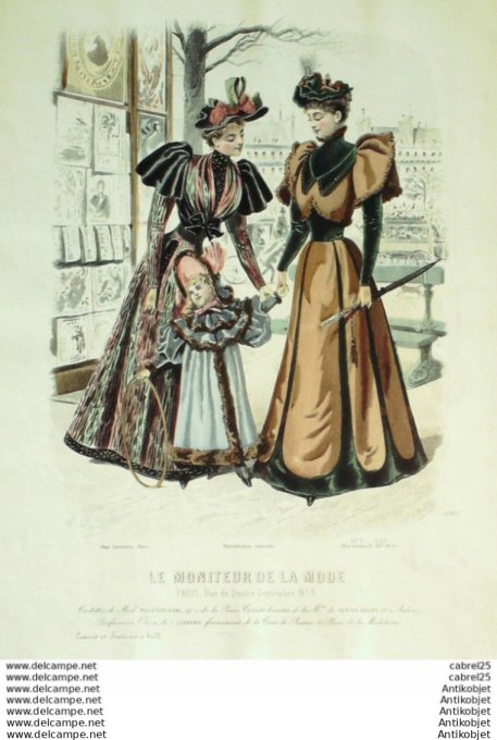 Gravure Mode Le Moniteur 1893 # 02 (Old Fashion plate)