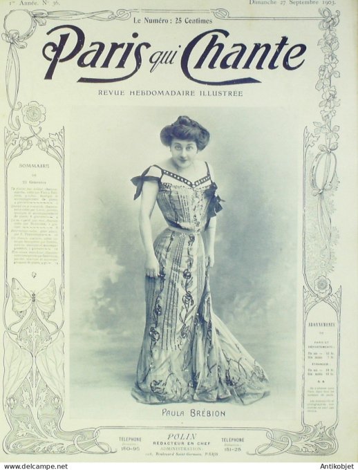 Paris qui chante 1903 n° 36 Brébion Victor Lejal Bonnaire Sinoël Gerville