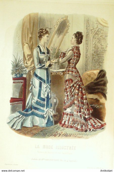 Gravure de mode La Mode illustrée 1878 n°42 (Maison Bréant-Castel)