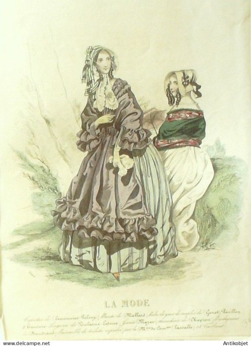 Gravure La mode 1842 # 30 (aquarelle old Fashion plate)