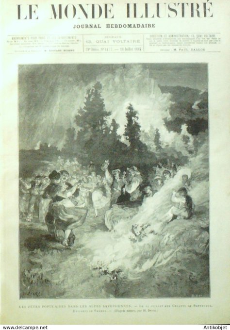 Le Monde illustré 1885 n°1477 Thonon (74) statue de Béranger Voltaire