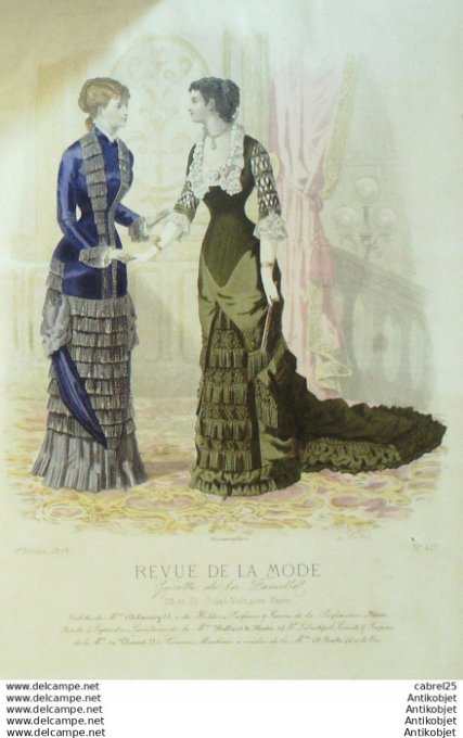 Gravure Costume Parisien 1805 an 13 # 586 (eau forte) Chapeau en paille et rubans