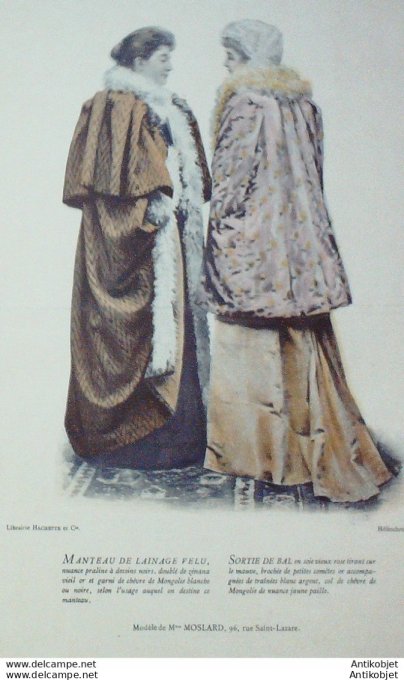 Gravure de mode La Mode pratique 1893 n°03 Manteau de lainage, sortie de bal