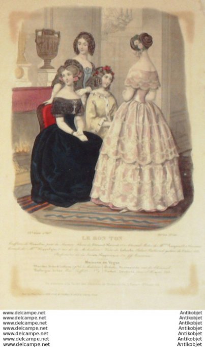 Gravure Mode Le Bon Ton 1847 14 # 56 (aquarelle old fashion plate)