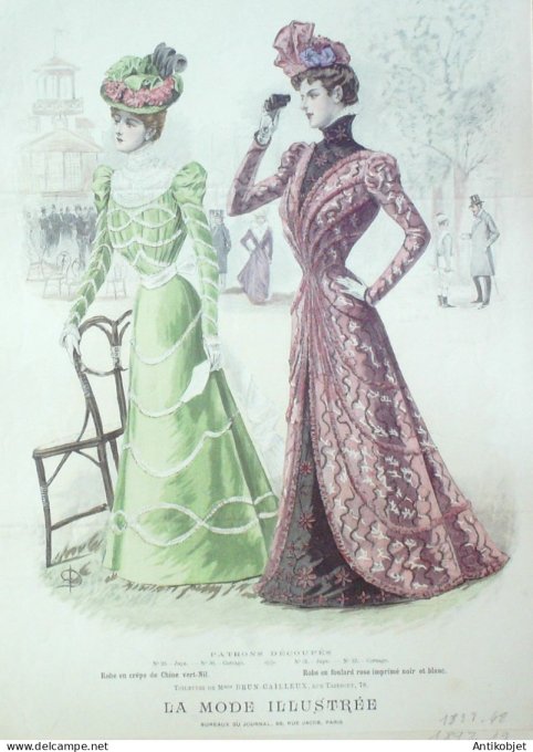 Gravure Mode illustree 1898 # 48 (Old Fashion plate) RARE