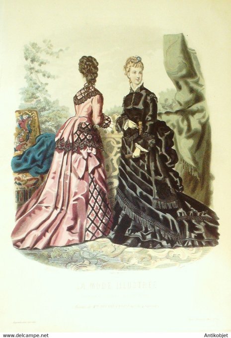 Gravure de mode La Mode illustrée 1875 n°13 (Maison Bréant-Castel)