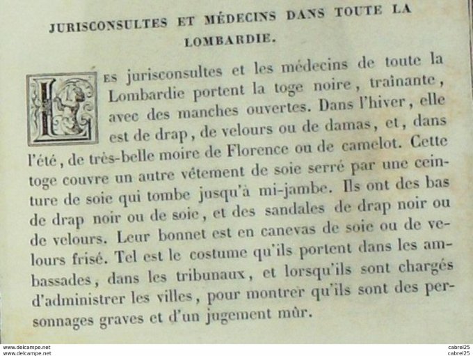 Italie LOMBARDIE Jurisconsulte médecin 1859