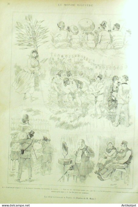 Le Monde illustré 1885 n°1477 Thonon (74) statue de Béranger Voltaire