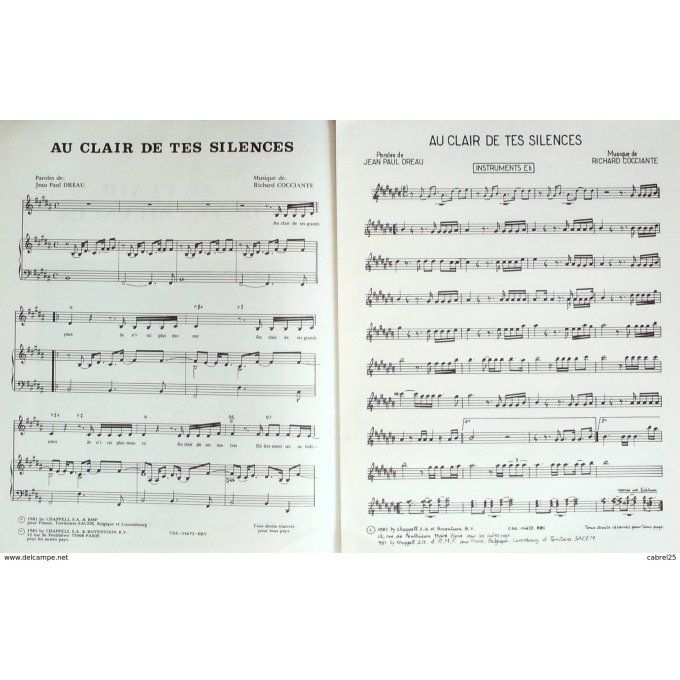 Cocciante Au Clair De Tes Silences 1981