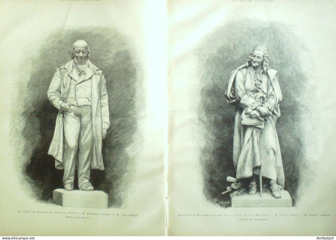 Le Monde illustré 1885 n°1477 Thonon (74) statue de Béranger Voltaire
