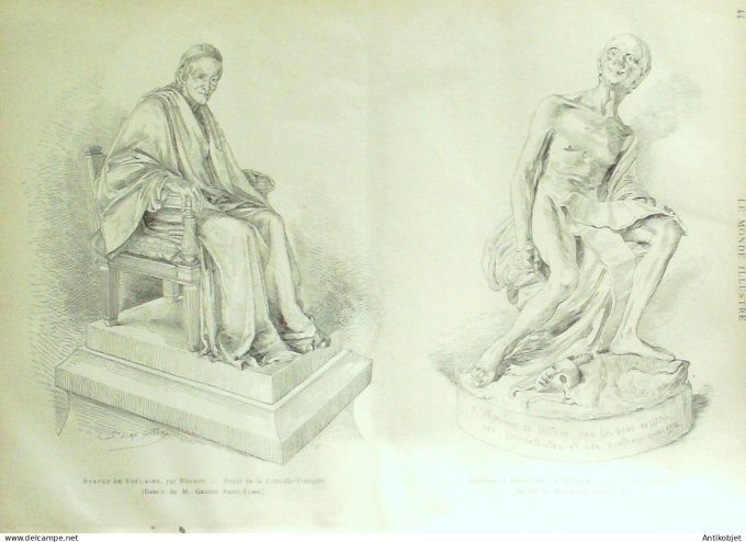 Le Monde illustré 1885 n°1477 Thonon (74) statue de Béranger Voltaire