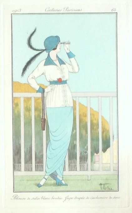 Vallee Armand Pochoir Mode Art Deco n°  64-1913 Journal des Dames