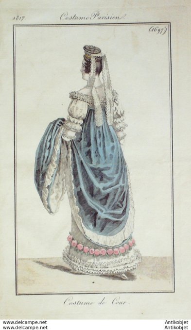 Gravure de mode Costume Parisien 1817 n°1697 Gravure de mode Costume de Cour