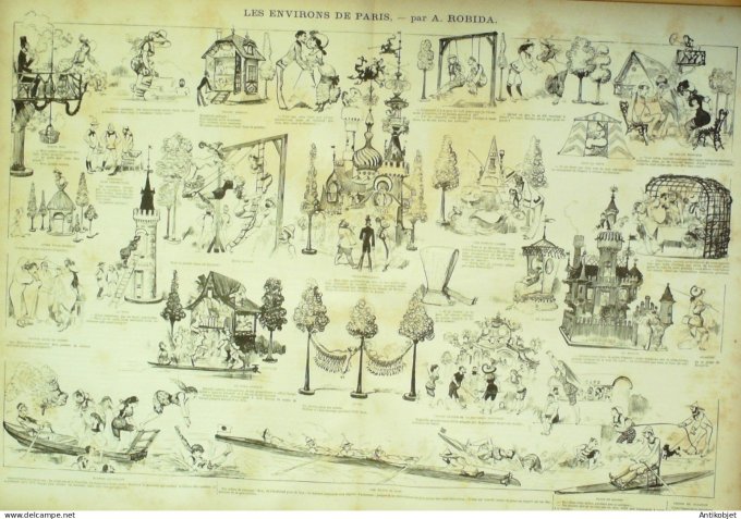La Caricature 1880 #  37 Environs de Paris Robida Draner Trick