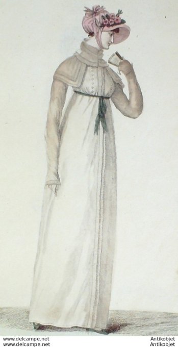Gravure de mode Costume Parisien 1804 n° 564 (An 12) Redingote du matin en Perkale