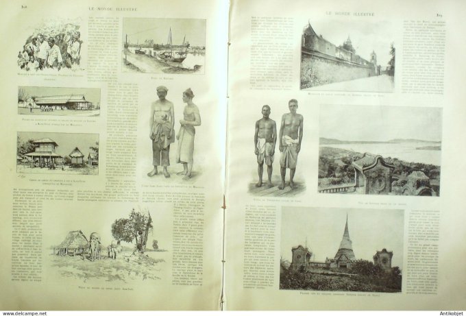 Le Monde illustré 1891 n°1807 île Sumatra Alos-Stah Pasumah Siam Singora Malaisie Malacca Kalantam