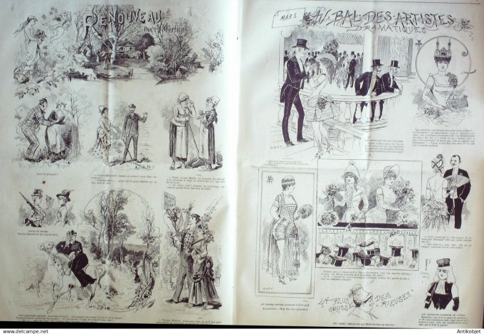 Le Journal Amusant 1884 # 1441 Au bal des artistes dramatiques par Mars