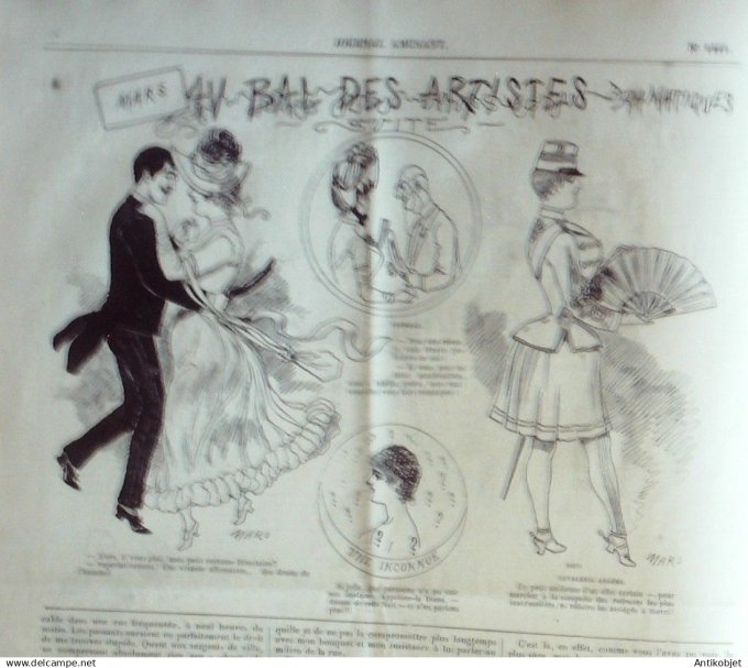 Le Journal Amusant 1884 # 1441 Au bal des artistes dramatiques par Mars