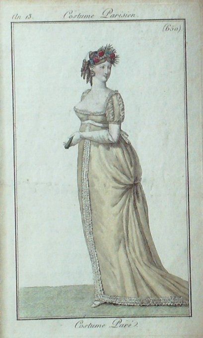 Gravure Mode Costume Parisien 1805 an 13 # 650 (eau forte old Fashion plate