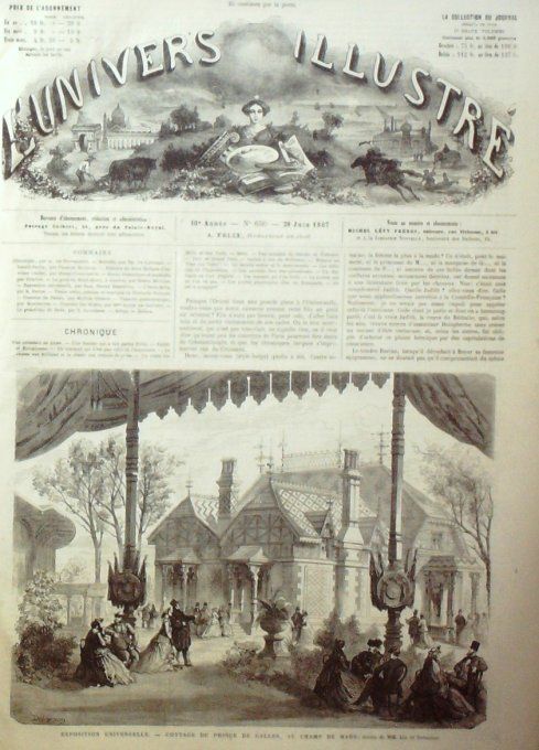 L'Univers illustré 1867 # 650 Suisse Genève Egypte Isamïl-Pacha VersaillesItalie Isola-Bella