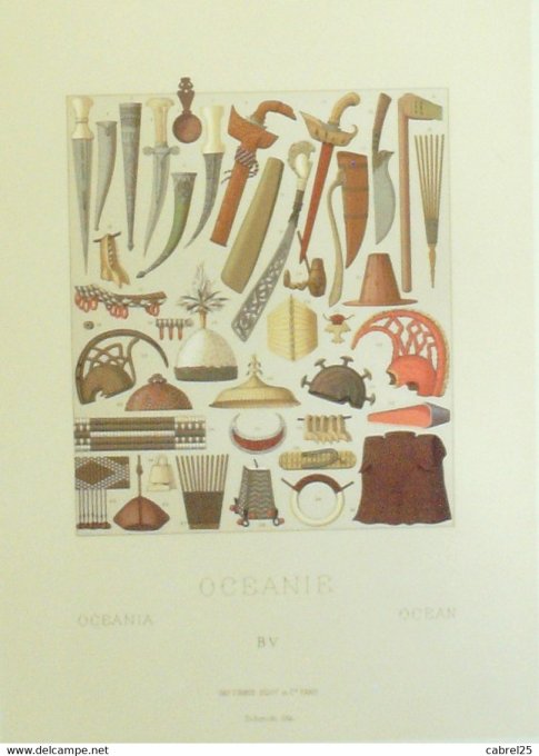 Objet Océanie Peigne casque pipe collier klewang cuirasse cuillère