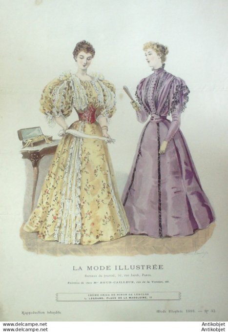 Gravure Mode illustree 1895 # 32 (Old Fashion plate) rare