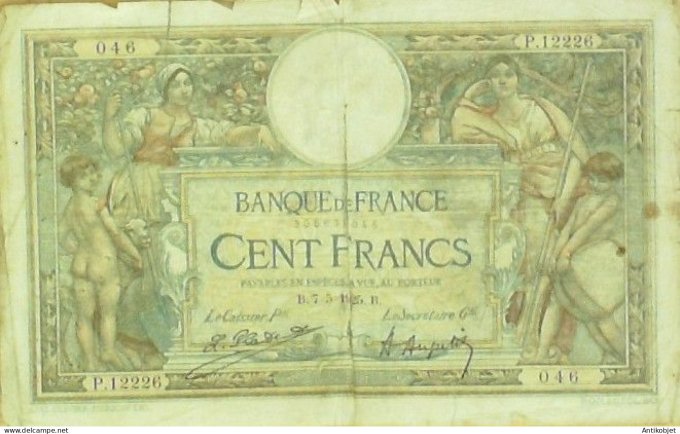 Billet Banque de France 100 francs Luc Olivier Merson B.7=5=1925 B