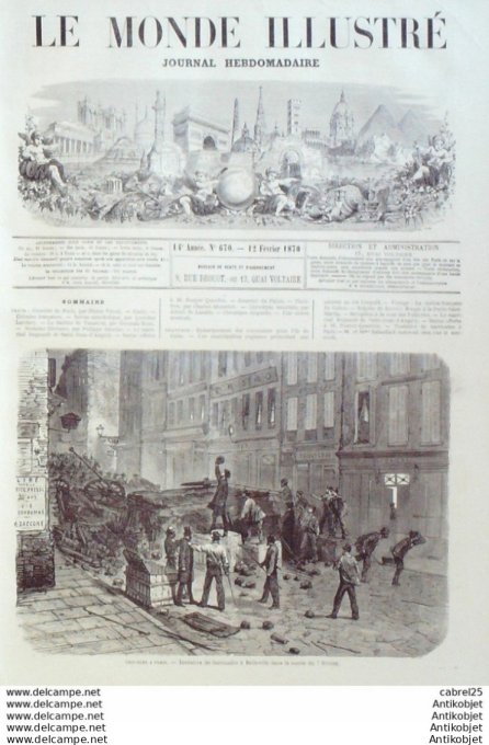 Le Monde illustré 1870 n°670 Gabon Libreville factorerie Pilastre Espagne Cadix Belgique Léopold II