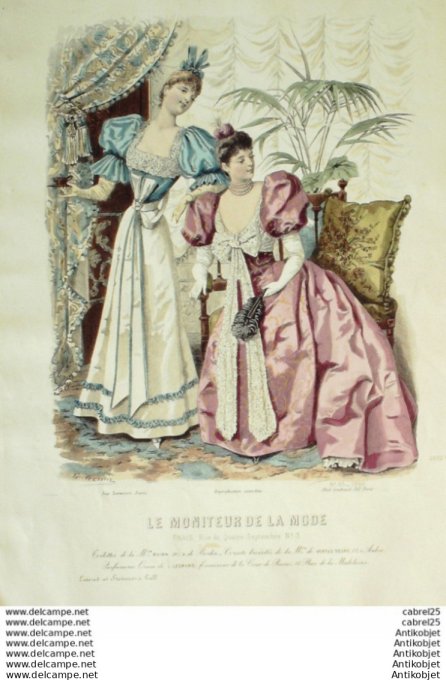 Gravure Mode Le Moniteur 1892 # 50 (Old Fashion plate)