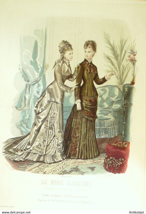 Gravure de mode La Mode illustrée 1878 n°43 (Maison Fladry-Deloffre)