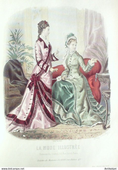 Gravure Mode illustree 1877 # 16 (Old Fashion plate)