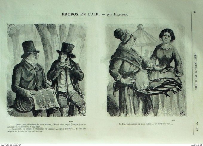 Petit journal pour Rire 1859 # 192 Nos ennemis intimes Luc et Damourette