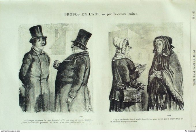 Petit journal pour Rire 1859 # 192 Nos ennemis intimes Luc et Damourette