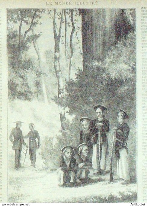 Le Monde illustré 1884 n°1433 Chine Fou-Tchéou Etretat (76) indien Bapu-Sahib-Khanderto-Ghatgay