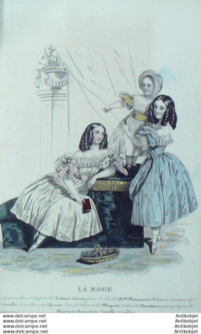Gravure La mode 1841 # 13 (aquarelle old Fashion plate)
