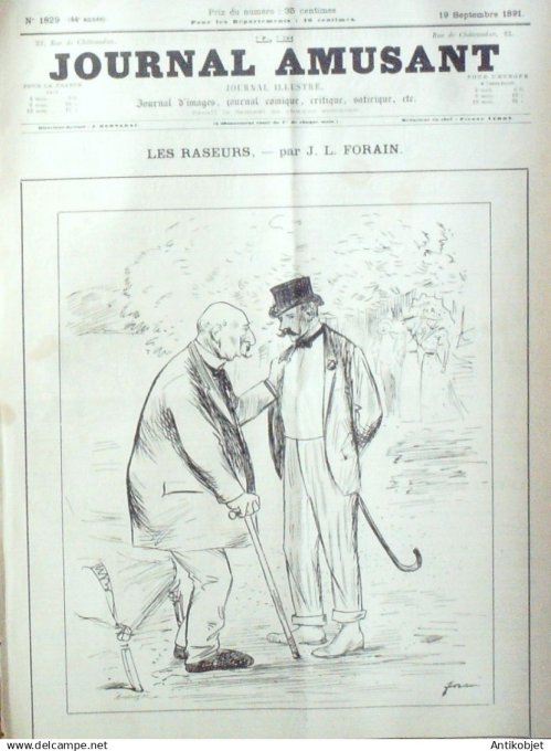 Le Journal Amusant 1891 n°1829 Les raseurs propos champêtres bonnes pour vieux gar¨à§ons