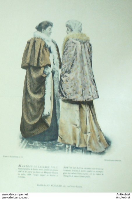 Gravure de mode La Mode pratique 1893 n°04 Robes de drap et lainage