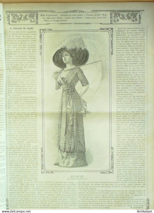 La Mode illustrée journal 1910 n° 35 Toilettes Costumes Passementerie