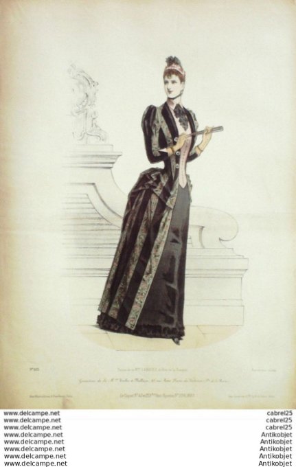 Gravure Mode Le Coquet 1889 # 42 (Old Fashion plate)