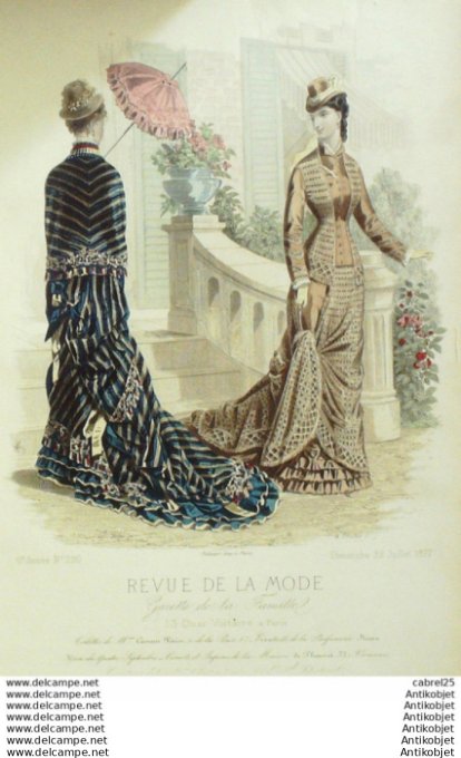 Gravure Mode La Gazette 1877 # 290 (Old Fashion plate)