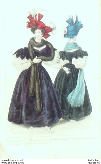 Costume Parisien 1831 # 2935 Robes de velour  chapeaux
