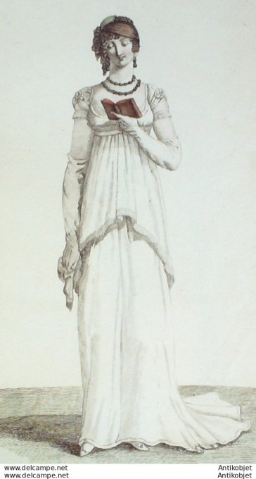 Gravure de mode Costume Parisien 1804 n° 565 (An 12) Tunique sans corsage