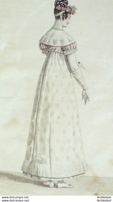 Gravure de mode Costume Parisien 1817 n°1700 Canezou de velours